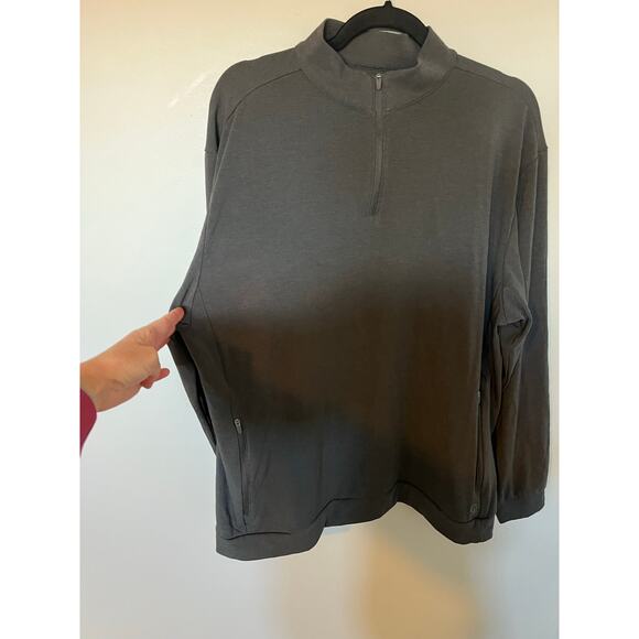 Cozy earth gray 1/4 zip pullover pockets men’s X-Large - Picture 8 of 10